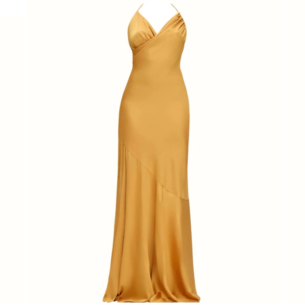 Andrea Iyamah Brand New Tiro Gold Maxi Dress in Mustard color. Retail price:$395